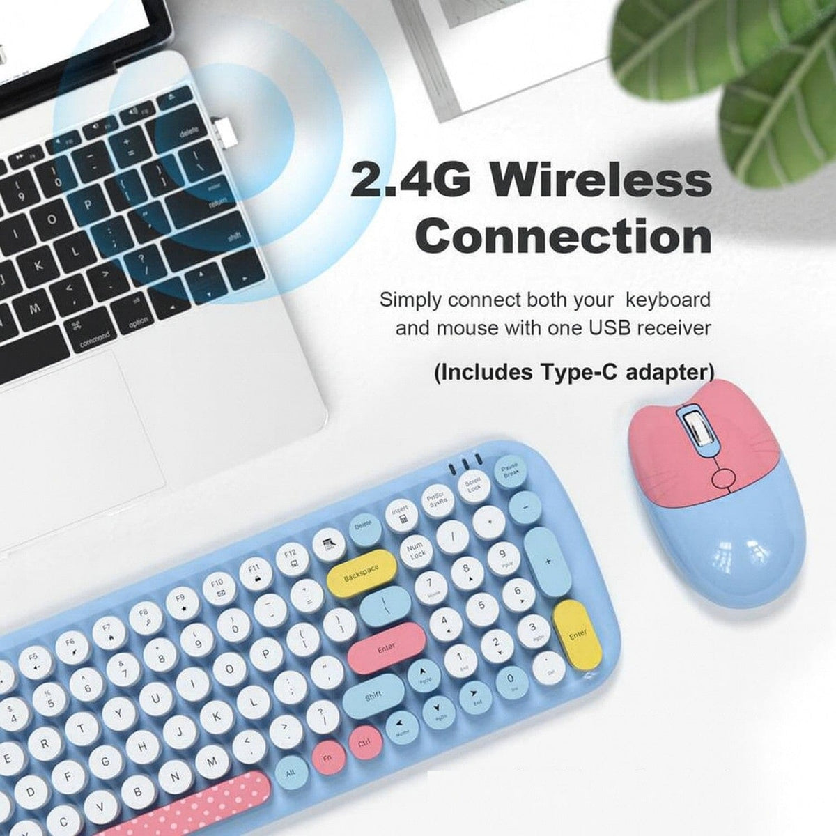 Wireless Keyboard & Mouse Combo with Soft Clicks