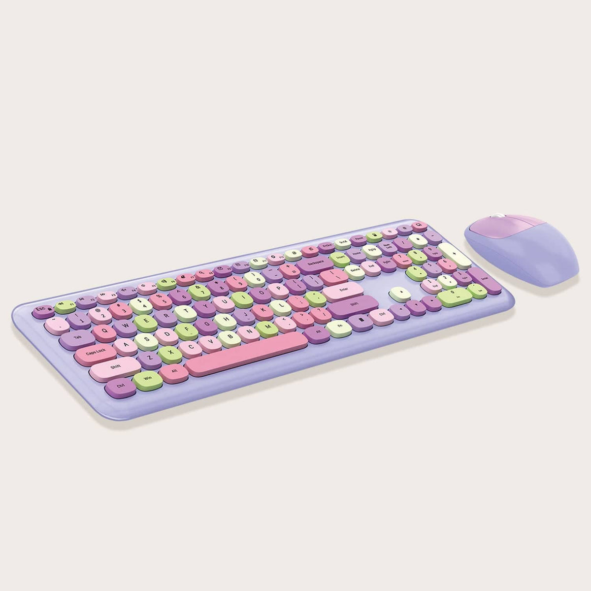 Wireless Keyboard and Mouse Combo with Purple Keys