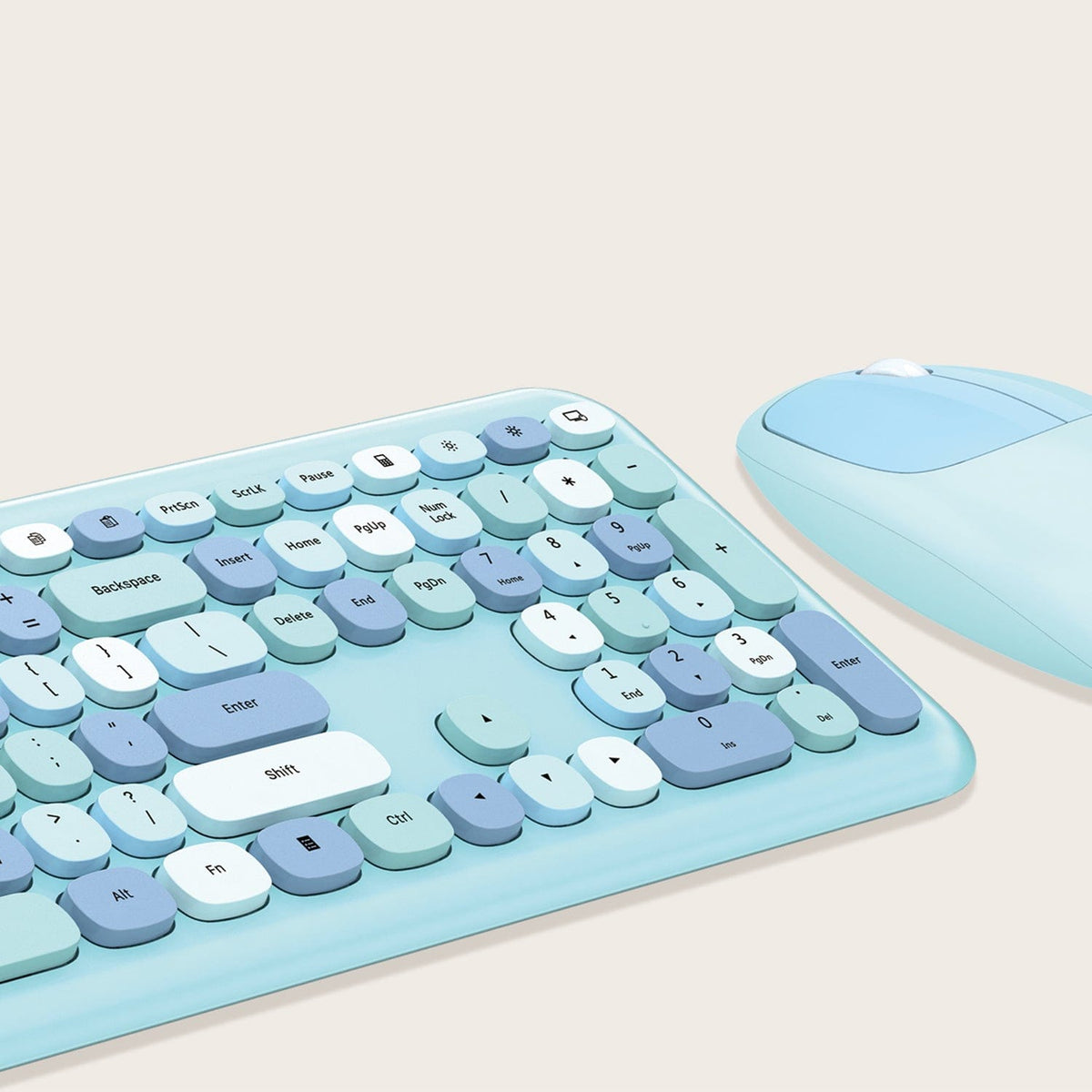 Wireless Keyboard and Mouse Combo with Aqua Flush Keys