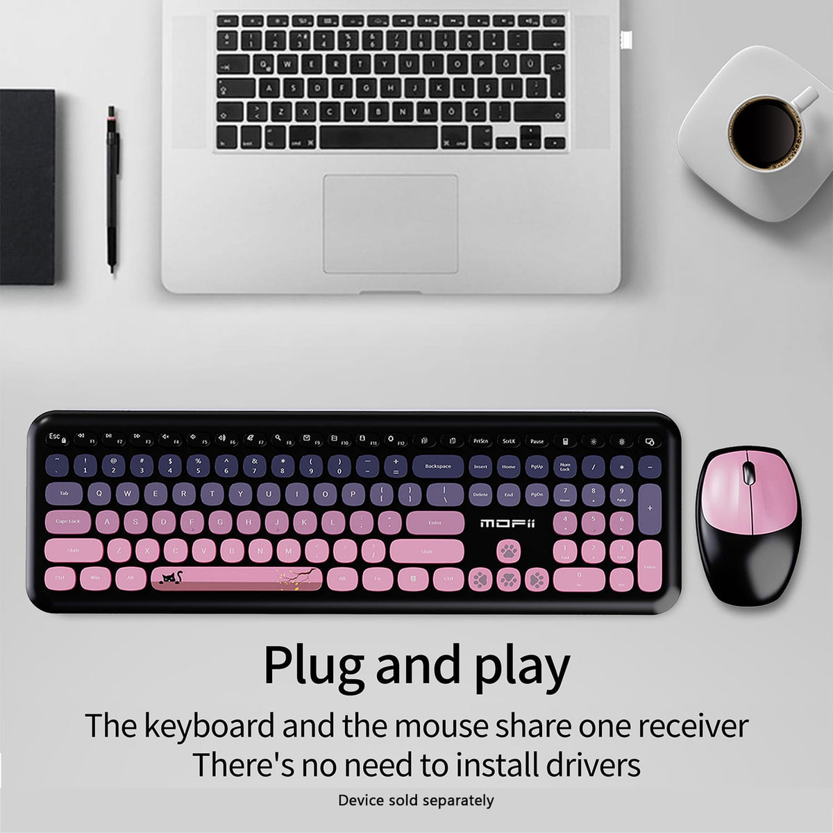 Wireless Keyboard & Mouse Combo with Soft Clicks