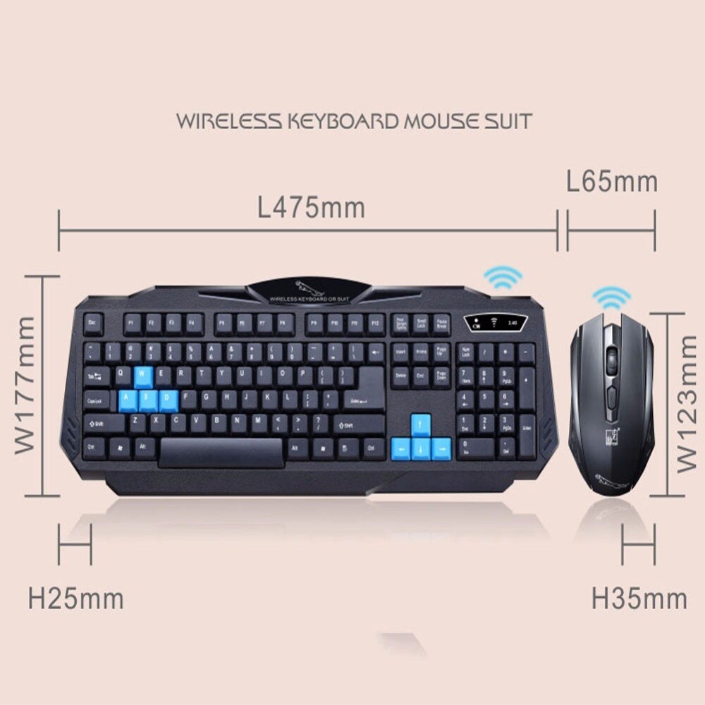 Black Wireless Gaming Keyboard and Mouse Combo