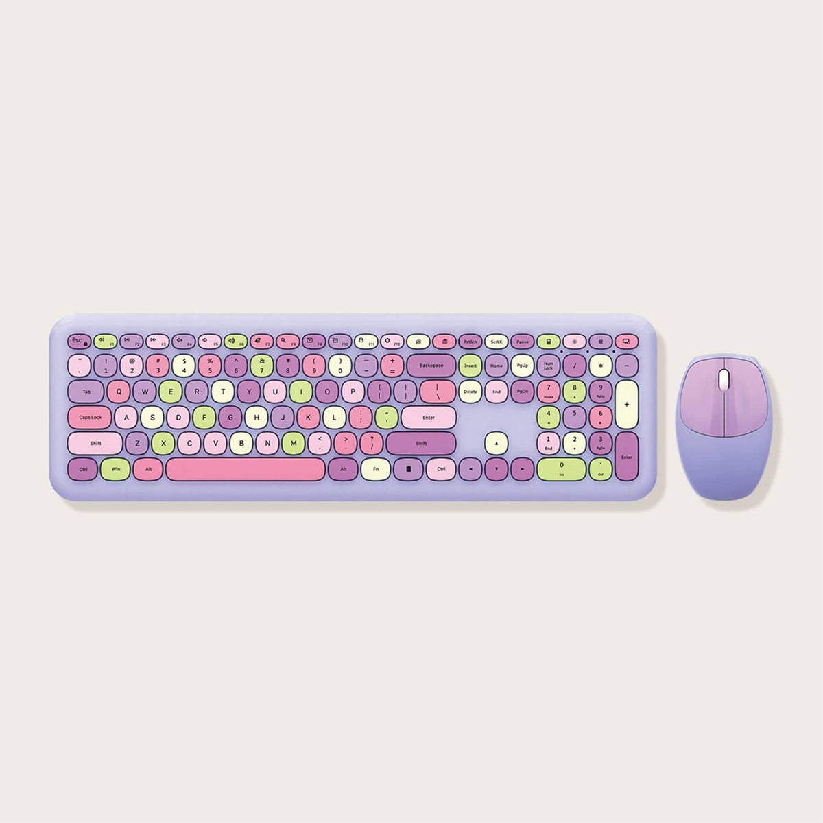 Wireless Keyboard and Mouse Combo with Purple Keys