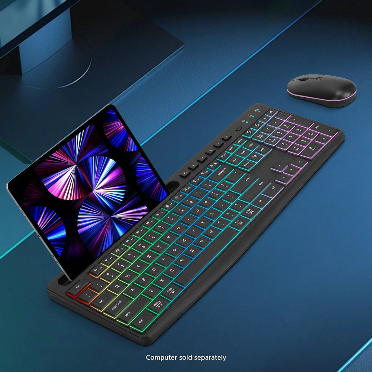Rechargeable Silent Wireless Keyboard & Mouse Combo - 106 Keys, RGB Backlight