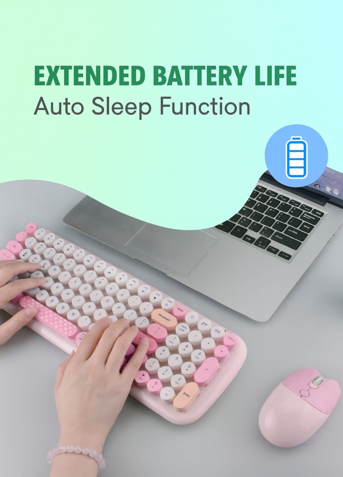 Wireless Keyboard & Mouse Combo with Soft Clicks