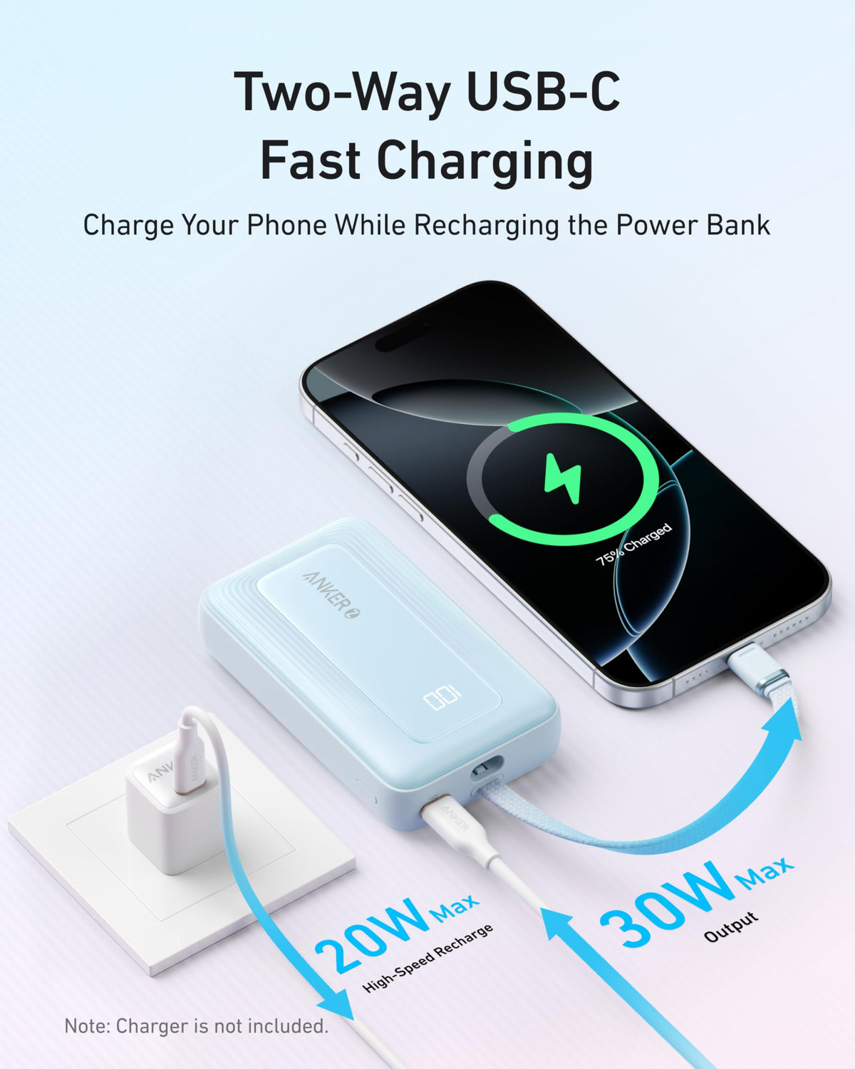 Anker Zolo Power Bank (10,000mAh, Built-In USB-C Cable)