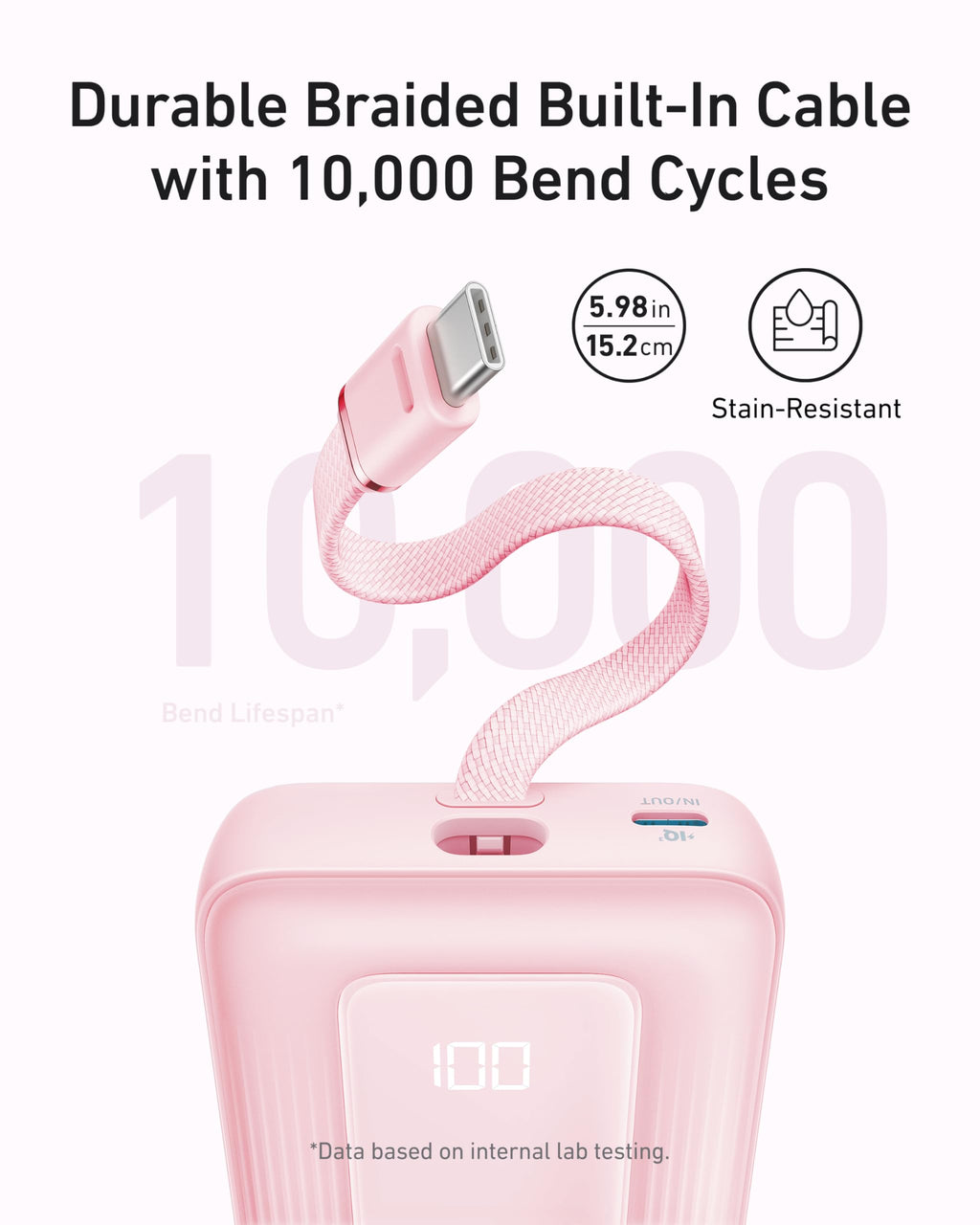 Anker Zolo Power Bank (10,000mAh, Built-In USB-C Cable)