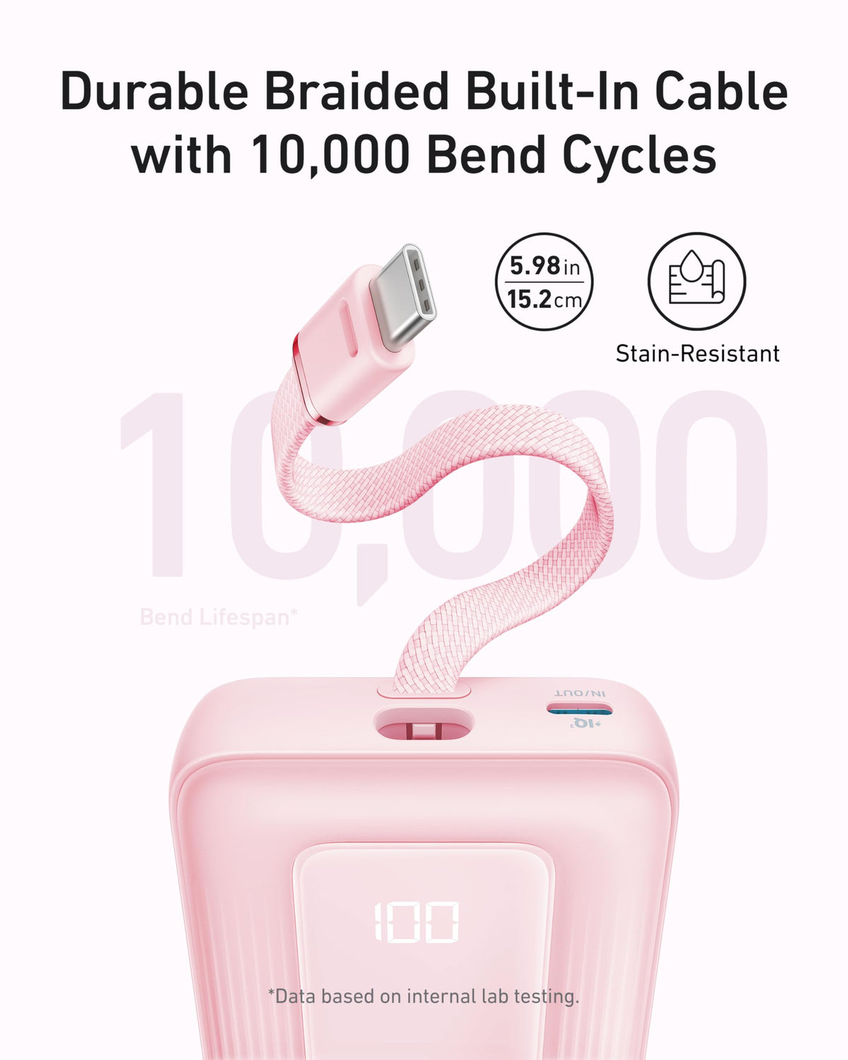 Anker Zolo Power Bank (10,000mAh, Built-In USB-C Cable)
