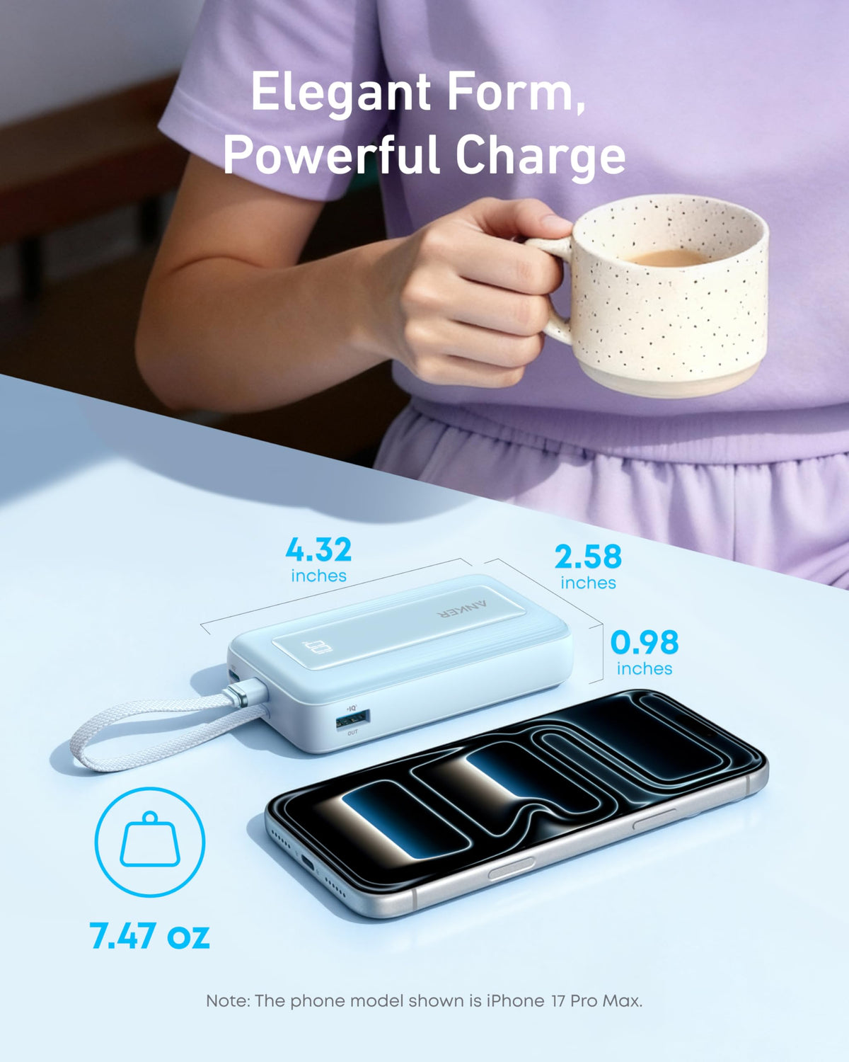 Anker Zolo Power Bank (10,000mAh, Built-In USB-C Cable)