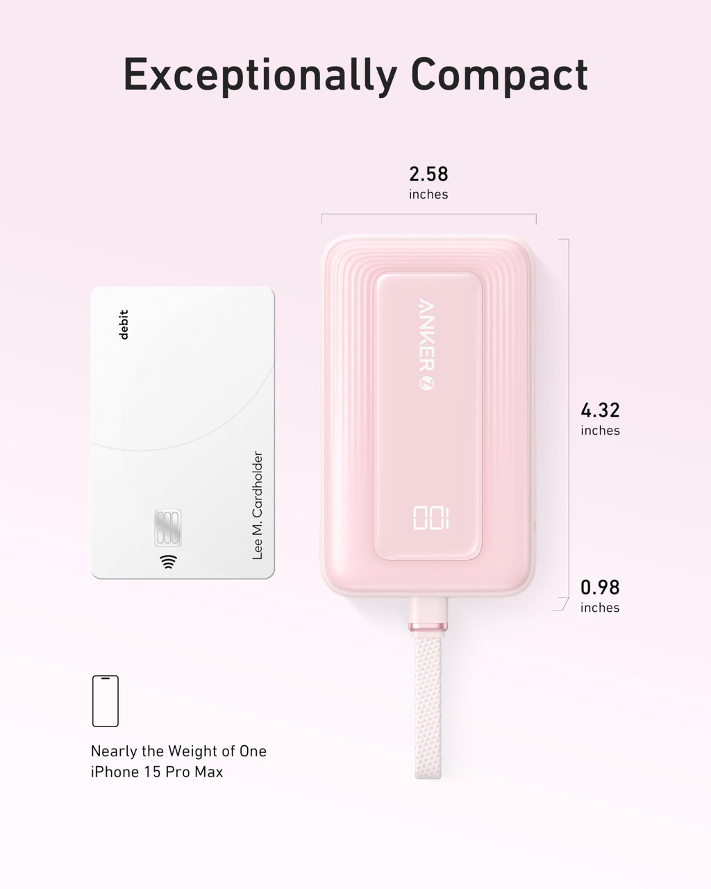 Anker Zolo Power Bank (10,000mAh, Built-In USB-C Cable)
