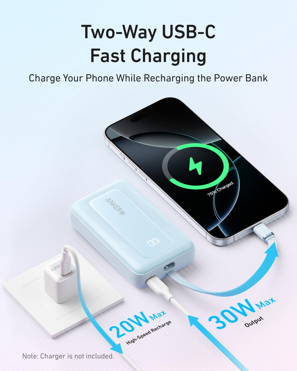 Anker Zolo Power Bank (10,000mAh, Built-In USB-C Cable)