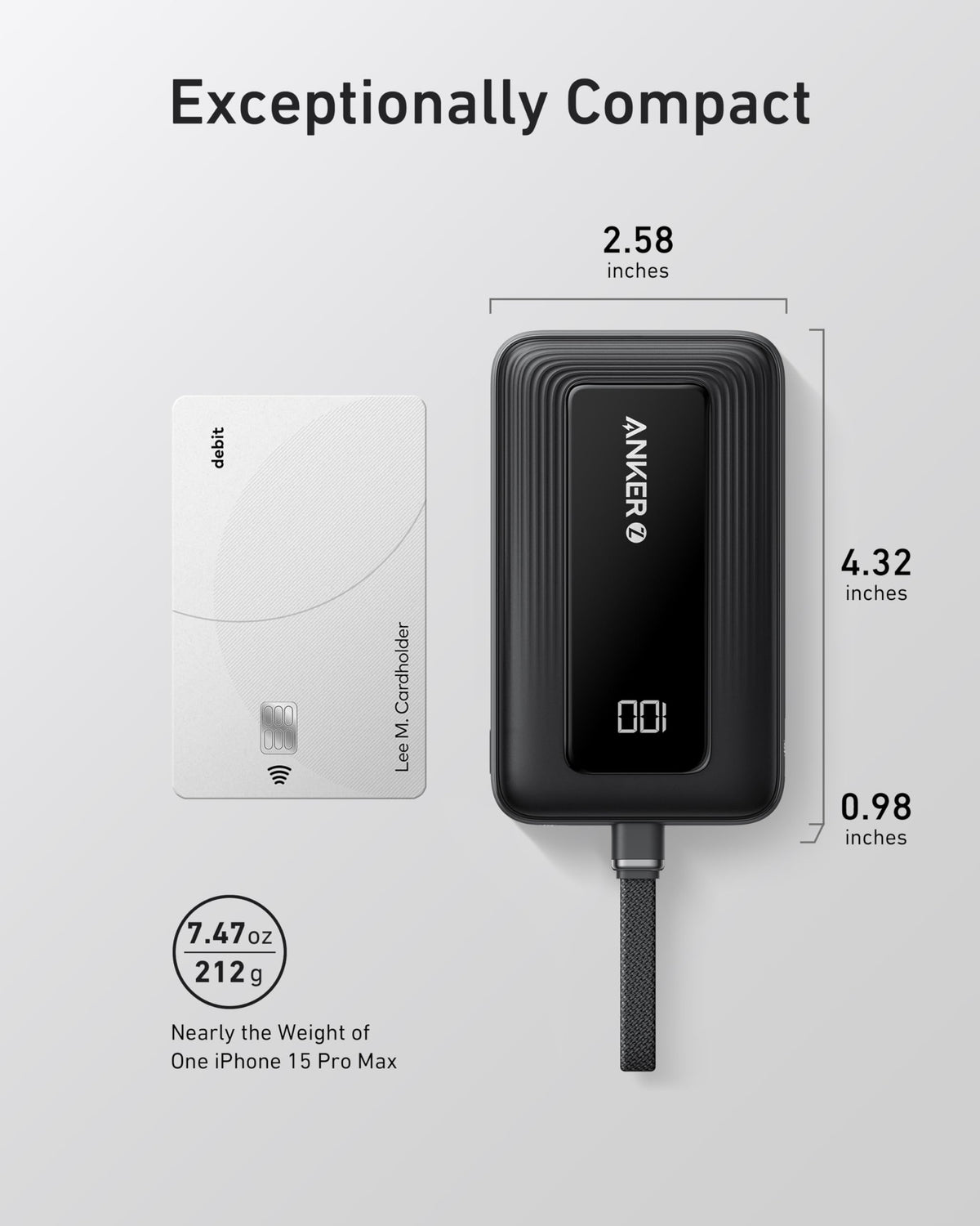 Anker Zolo Power Bank (10,000mAh, Built-In USB-C Cable)