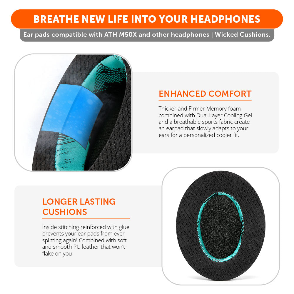 FreeZe Cooling Gel Ear Pads for ATH-M50X & Gaming Headsets