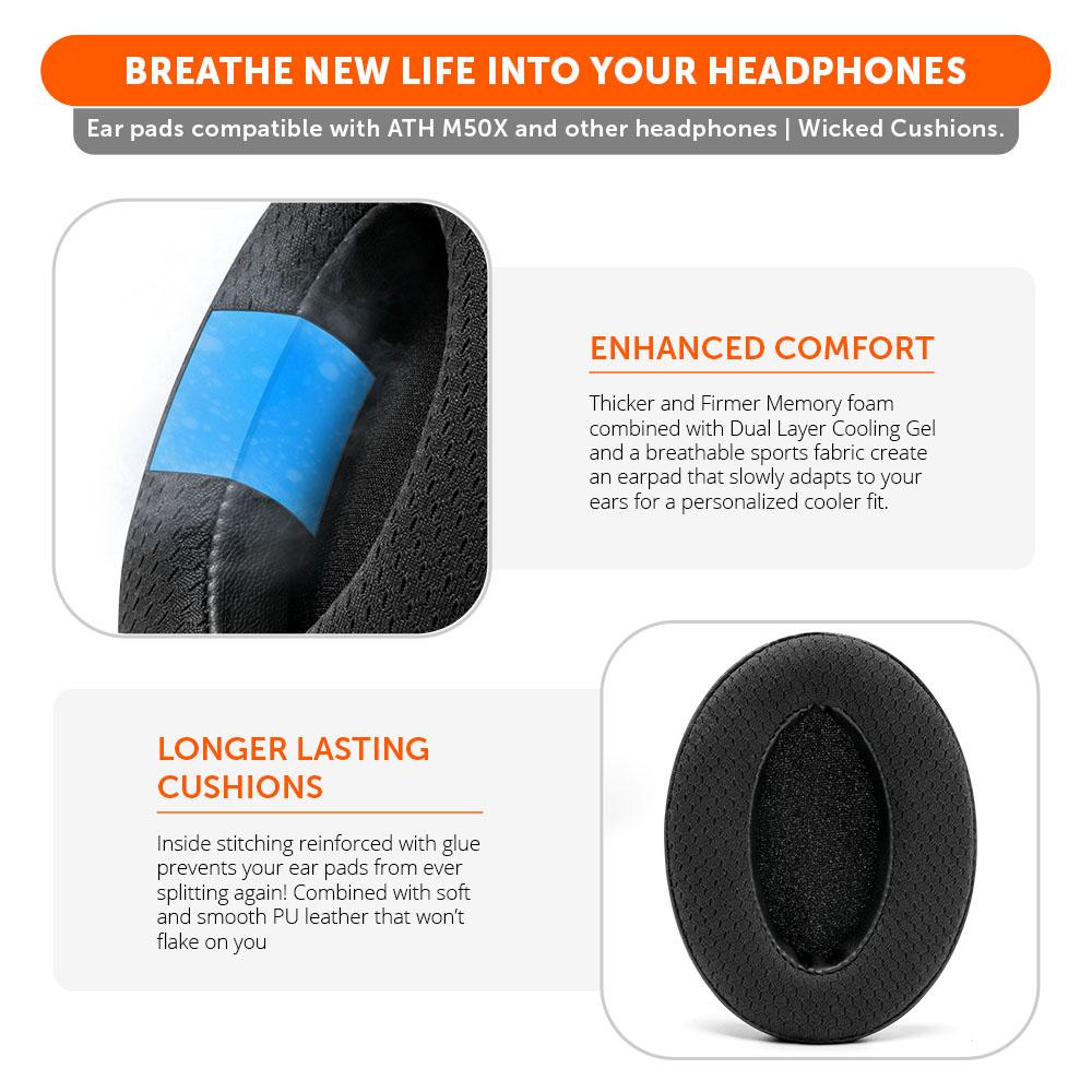 FreeZe Cooling Gel Ear Pads for ATH-M50X & Gaming Headsets
