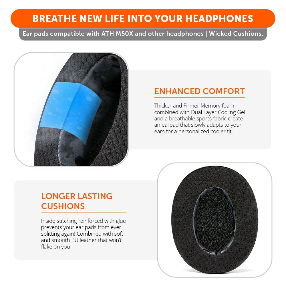 FreeZe Cooling Gel Ear Pads for ATH-M50X & Gaming Headsets