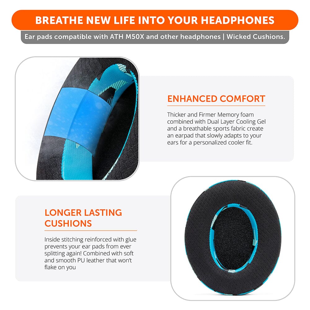 FreeZe Cooling Gel Ear Pads for ATH-M50X & Gaming Headsets
