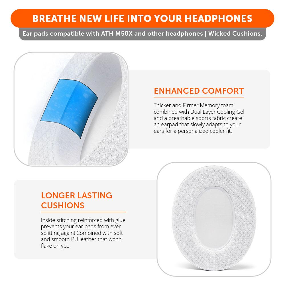 FreeZe Cooling Gel Ear Pads for ATH-M50X & Gaming Headsets