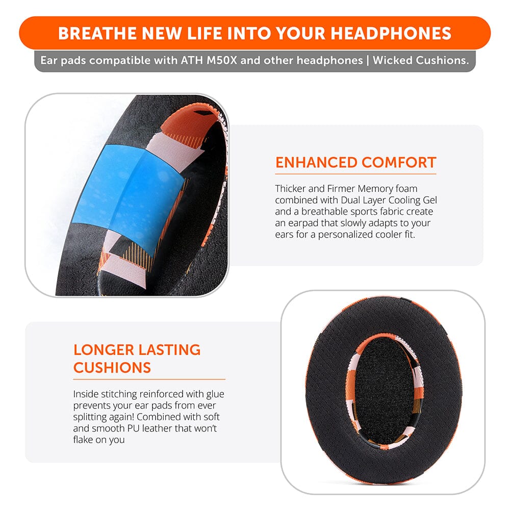 FreeZe Cooling Gel Ear Pads for ATH-M50X & Gaming Headsets