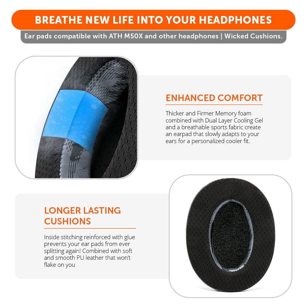 FreeZe Cooling Gel Ear Pads for ATH-M50X & Gaming Headsets